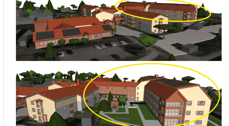 Skiss som visar den nya delen av Edshultsgården.